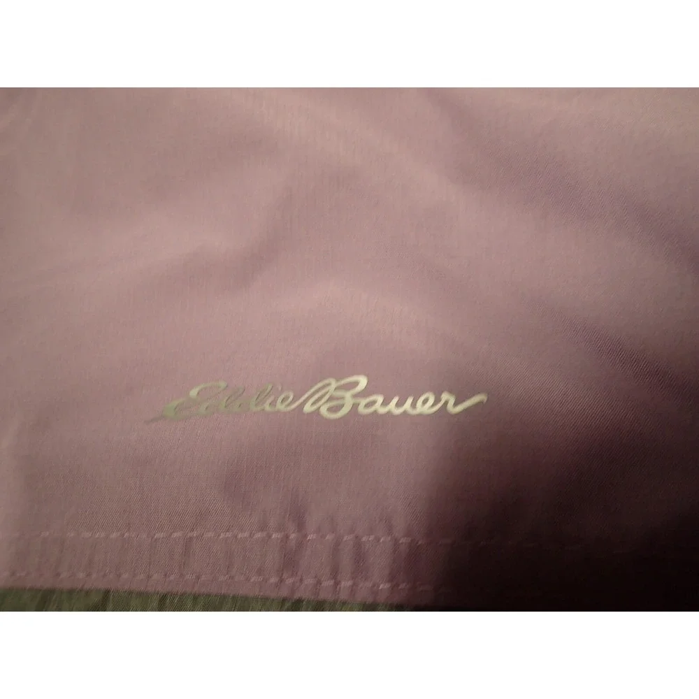 Eddie Bauer Windbreaker Jacket Girls 10/12 Purple Grey Excellent Colorblock Hood